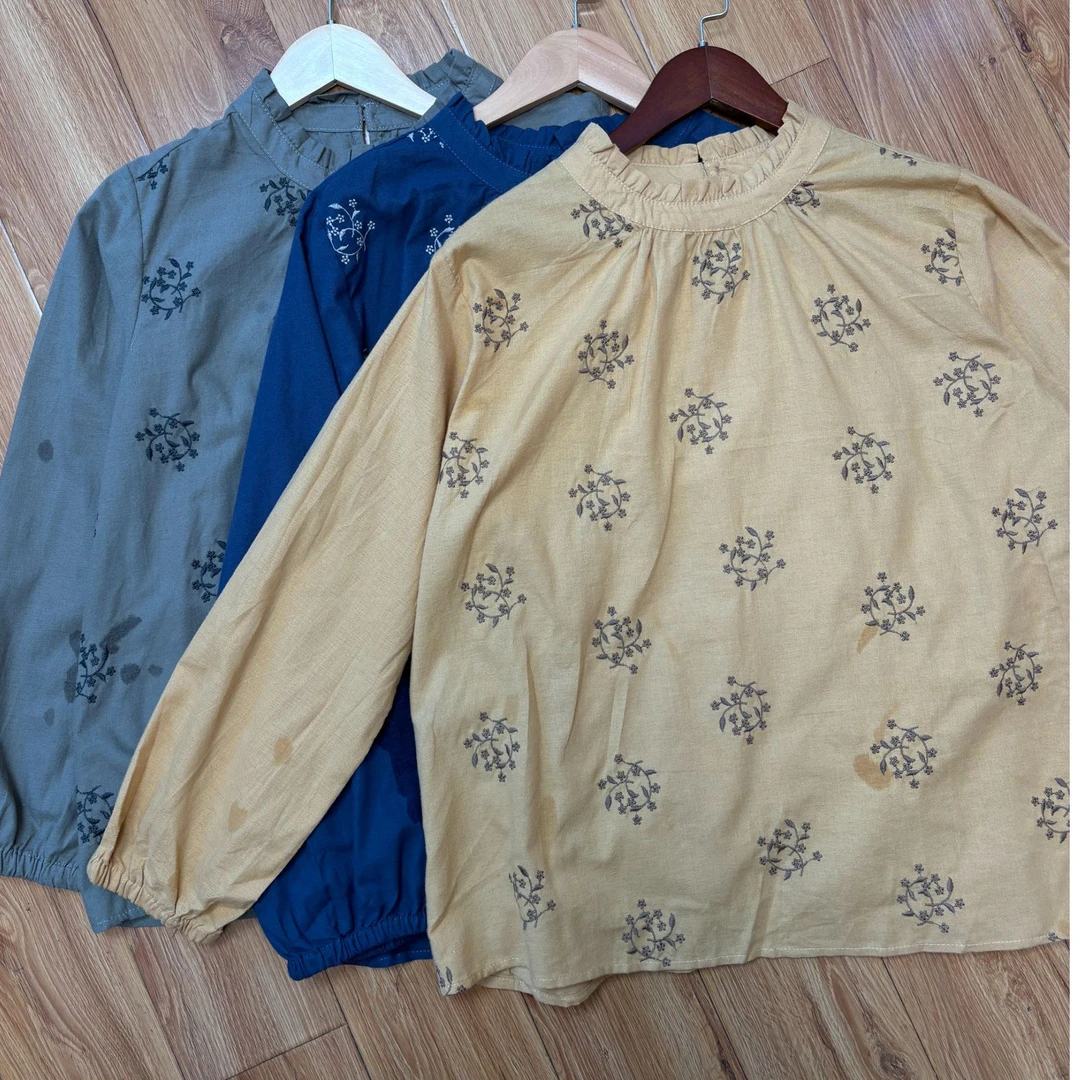 日单文艺森系纯棉三色衬衫小衫