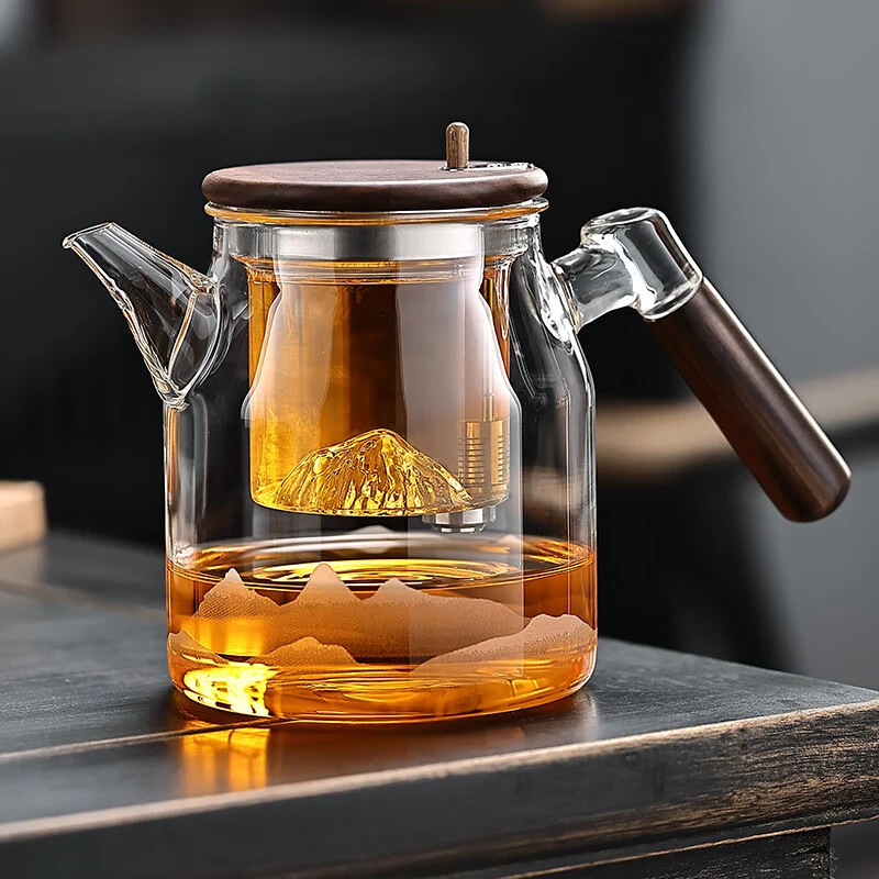 系艺生活耐热大容量飘逸杯功夫茶具按压式侧把茶水分离家用茶壶