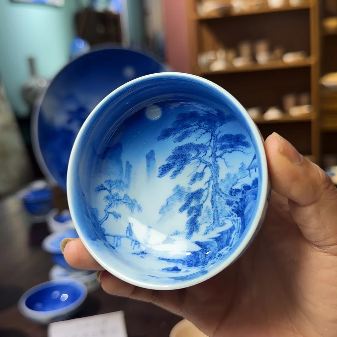 瓷片那**開青花山水主人杯
