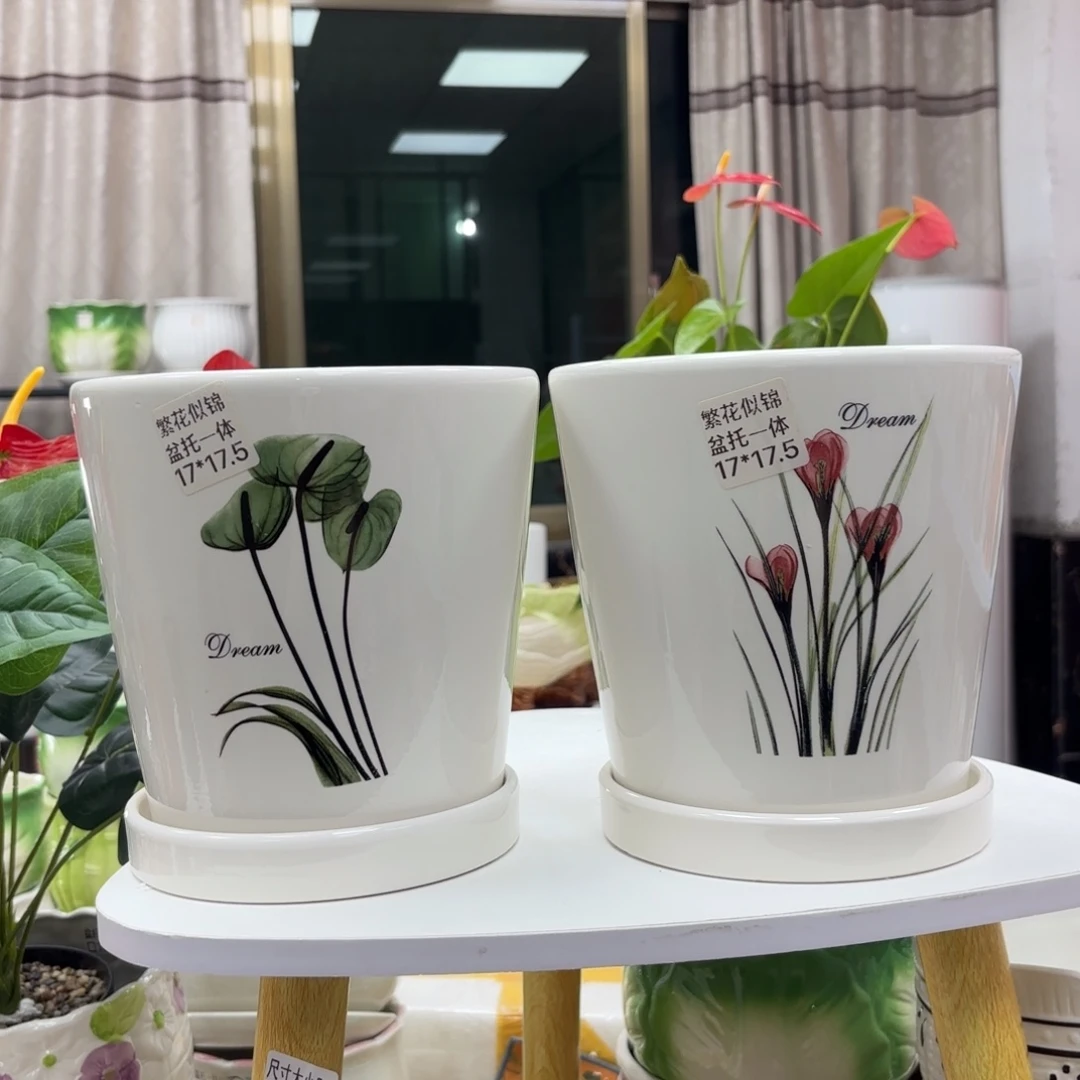 @夏西陶瓷花盆@@繁花似锦