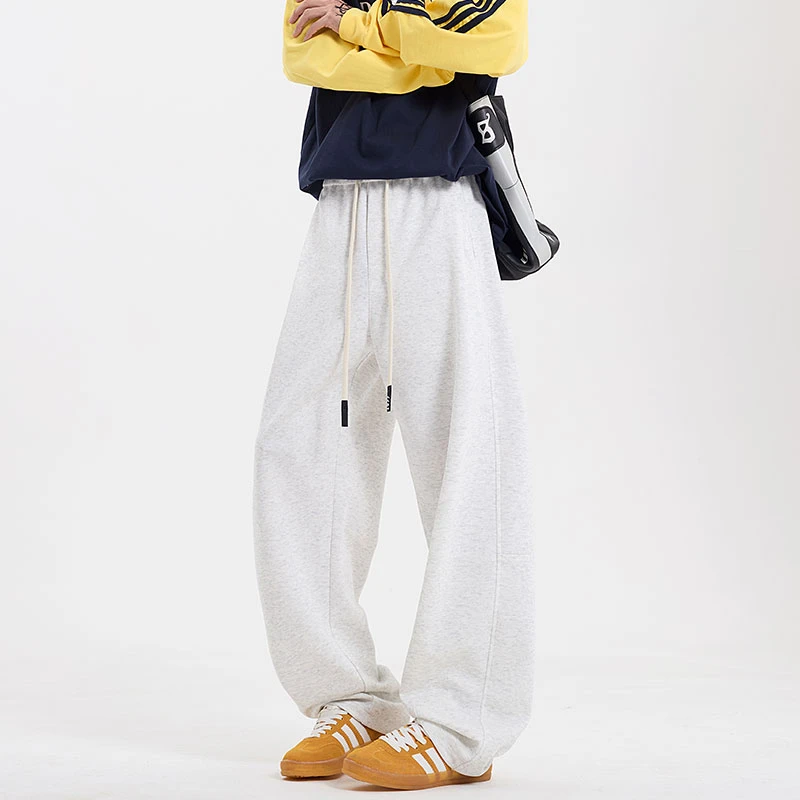 灰色cleanfit卫裤男款春秋季美式潮流百搭宽松直筒拖地休闲长裤子