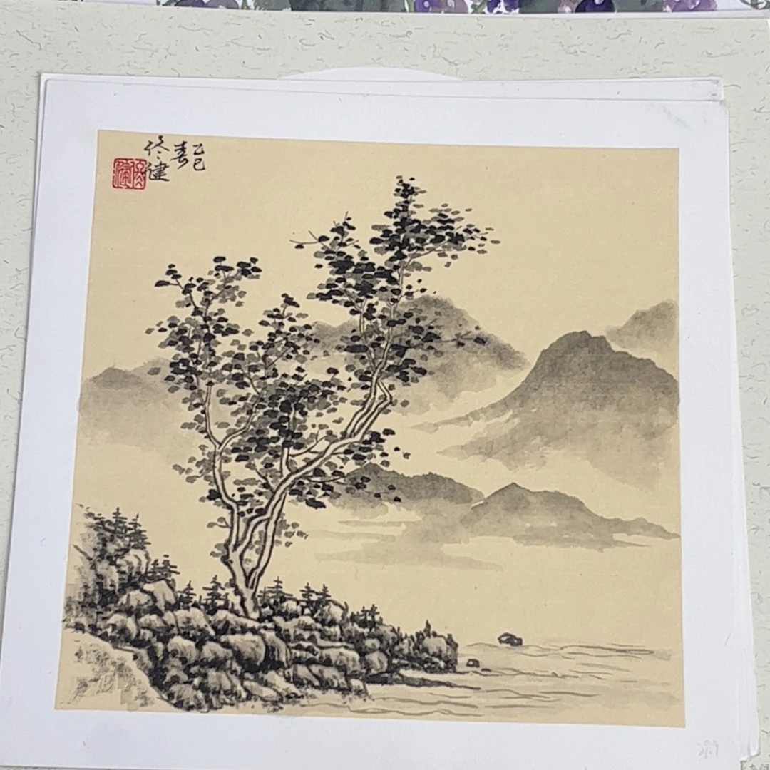 国画硬卡山水作品m