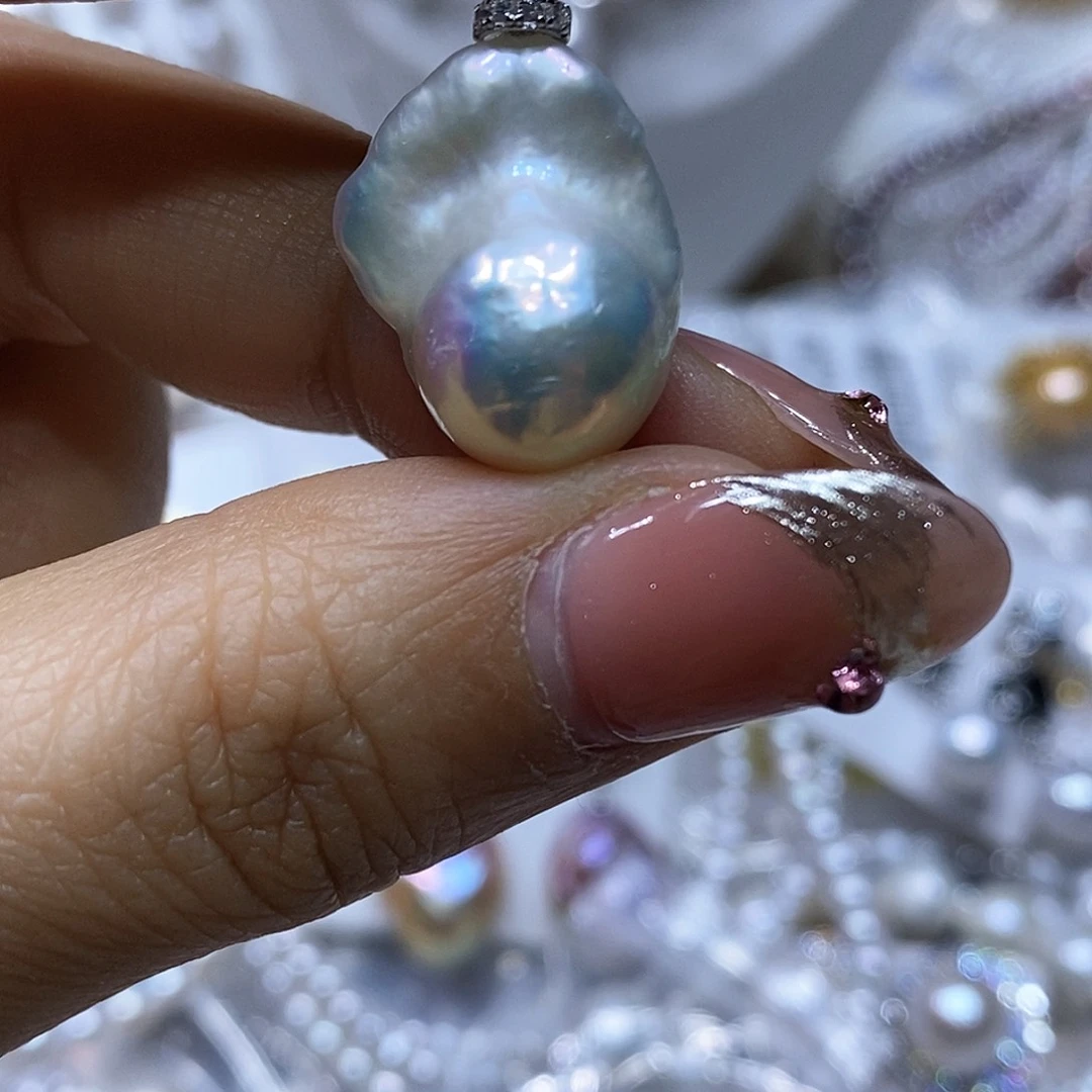 淡水珍珠吊坠银S925镶嵌