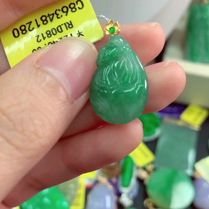 翡翠18K金镶嵌吊坠(不含链)