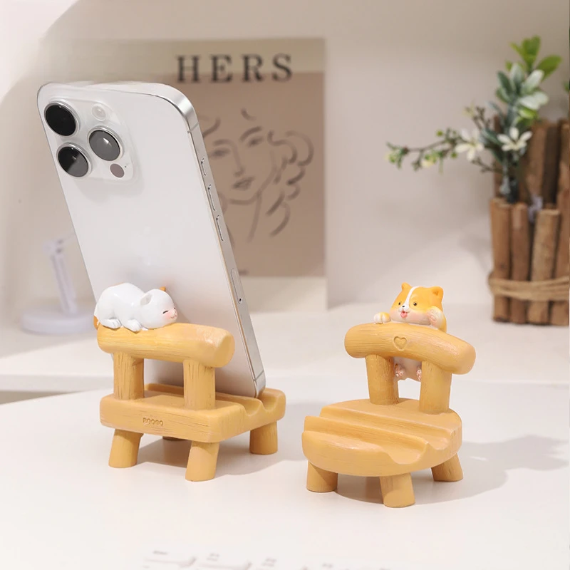 创意凳子手机支架可爱猫咪家居装饰品客厅办公室桌面少女心小摆件
