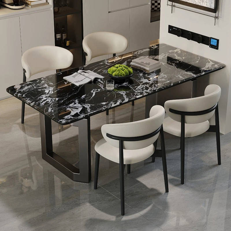 微晶石餐桌2025新款轻奢高级感现代简约长方形饭桌超晶石桌椅组合