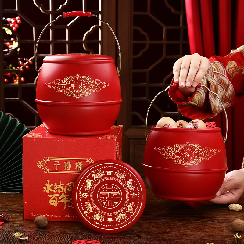 结婚子孙桶一对女方陪嫁大号红桶痰盂娘家婚庆喜桶子孙桶婚庆用品