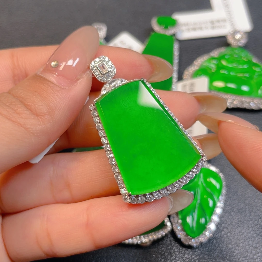 翡翠银S925镶嵌挂件