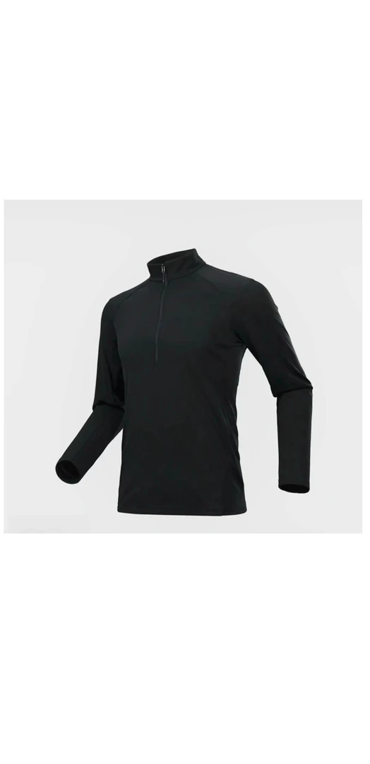 D（2025新款半拉链）秋冬男士高领简约纯色速干黑色上衣休闲