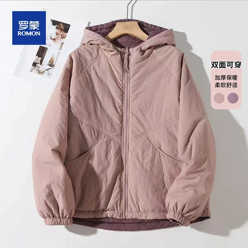 女士秋冬季双面穿时尚棉服外套防风保暖棉衣减龄中年妈妈连帽棉袄