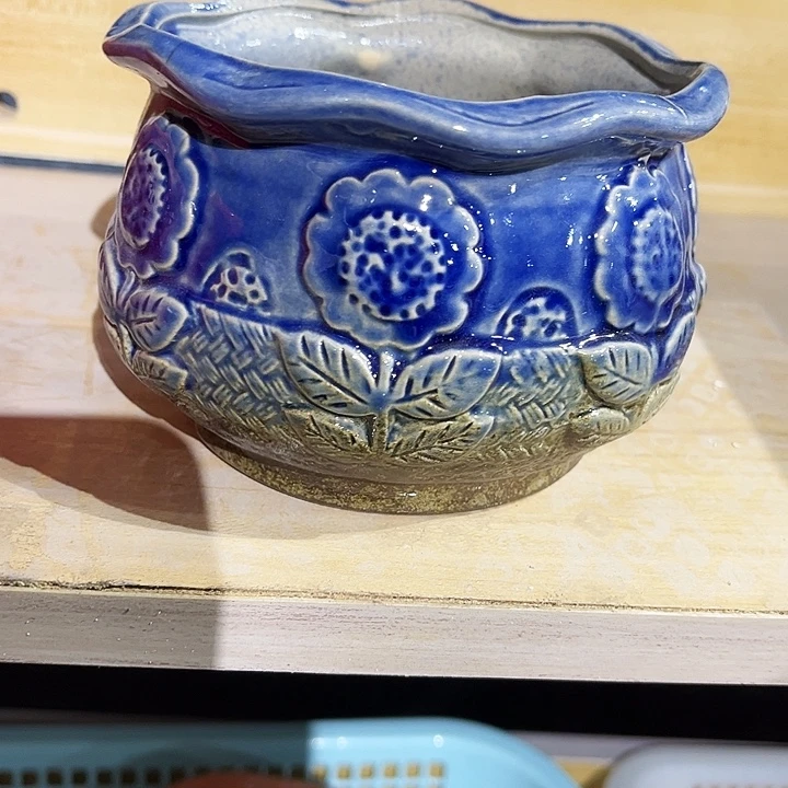 瓷片花盆多肉植物艺术品