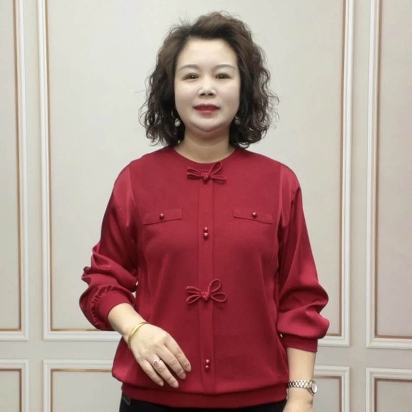 2025春季薄款国风妈妈装百搭气质洋气长袖时尚中老年打底衫