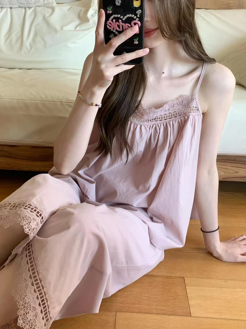 日系纯棉棉布睡衣女2025夏季新款蕾丝花边甜美可外出家居服套装