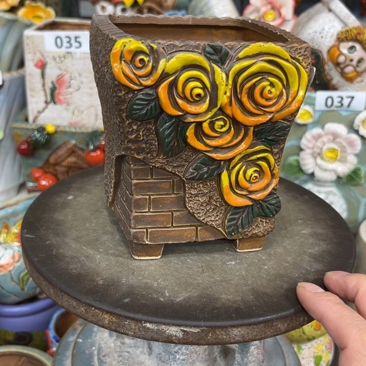 紫砂花盆粗陶材质多肉花盆发货两个