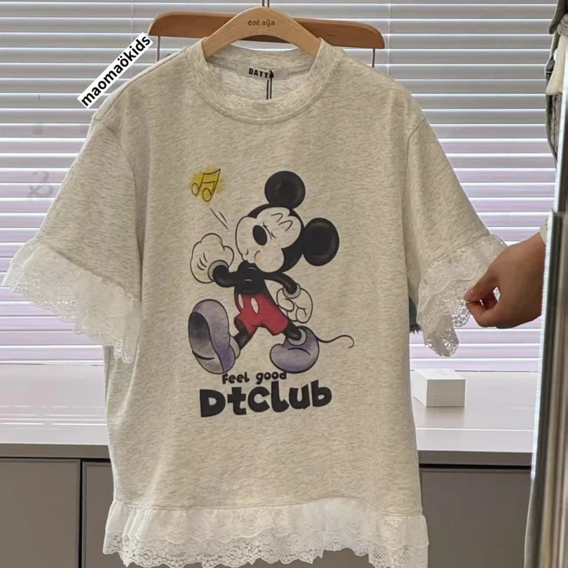 现货网红同款波拉2025新款女童短袖T恤儿童纯棉上衣童装裙子小麦