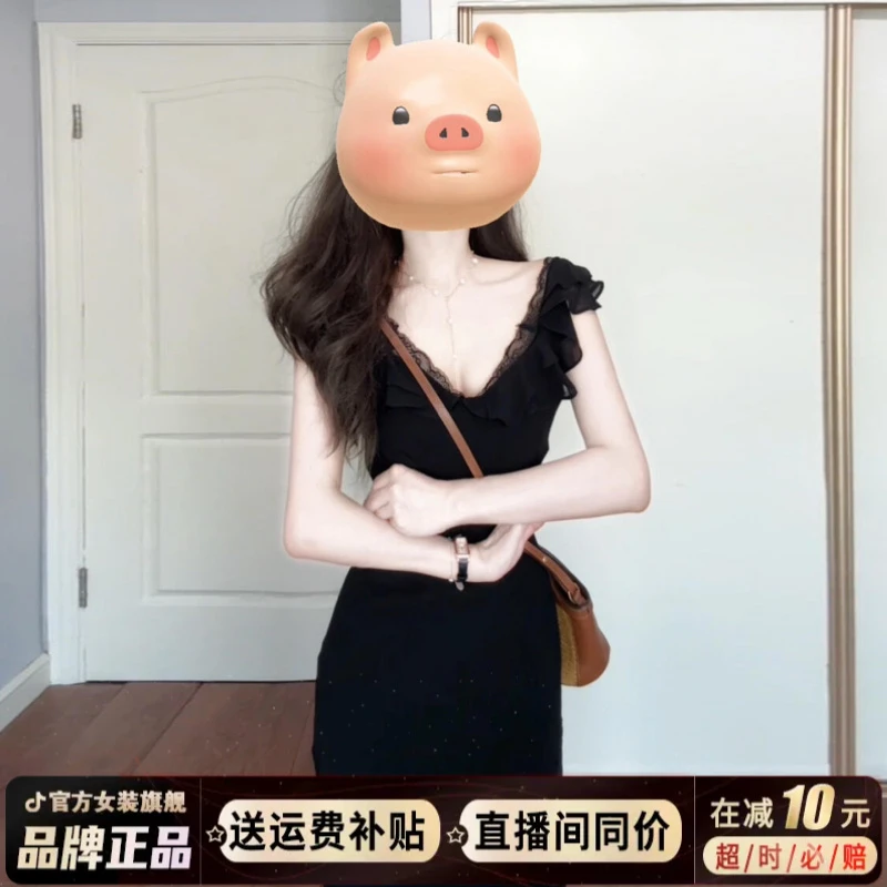 赫本风法式黑色连衣裙子女夏季2025新款高级感气质收腰显瘦长裙子