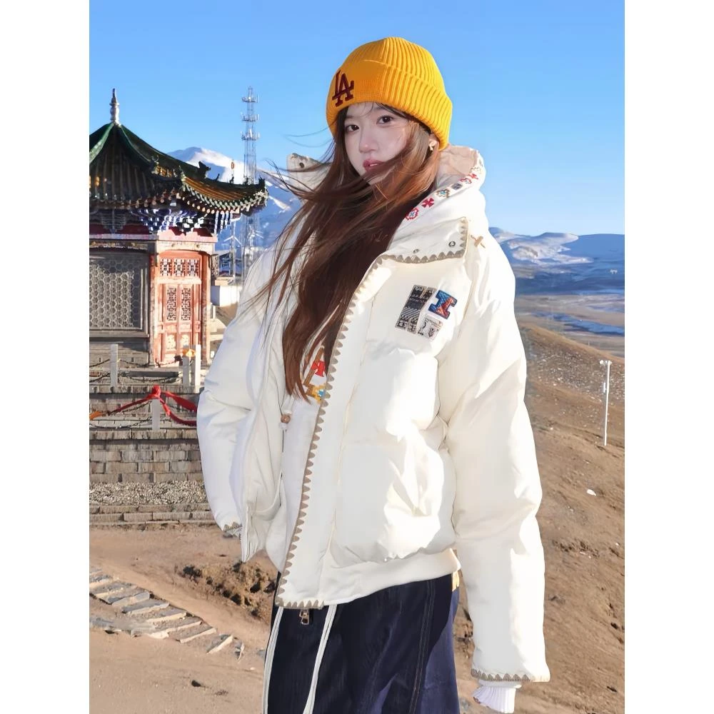 国潮民族风刺绣棉服女2025冬季新款宽松美式复古情侣加厚棉衣外套