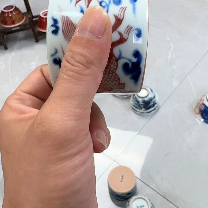 杯釉里红麒麟追凤大直口杯