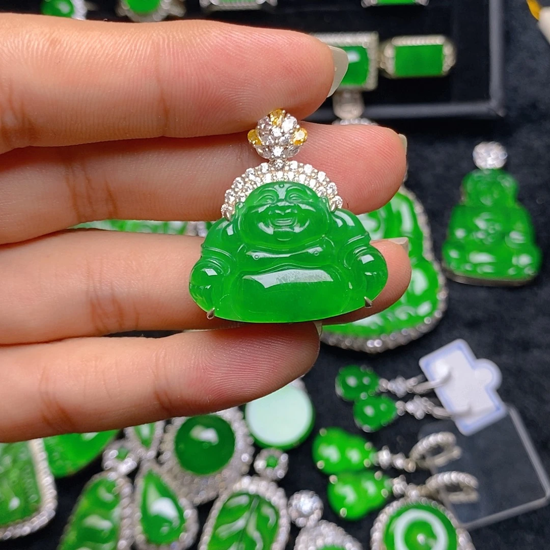 翡翠银S925镶嵌吊坠(赠链)吊坠