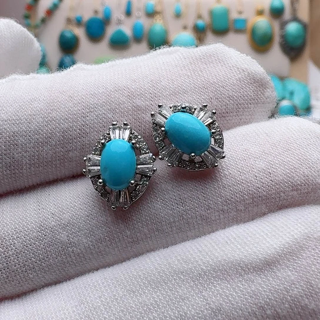 绿松石珠宝奇石银S925镶嵌一****