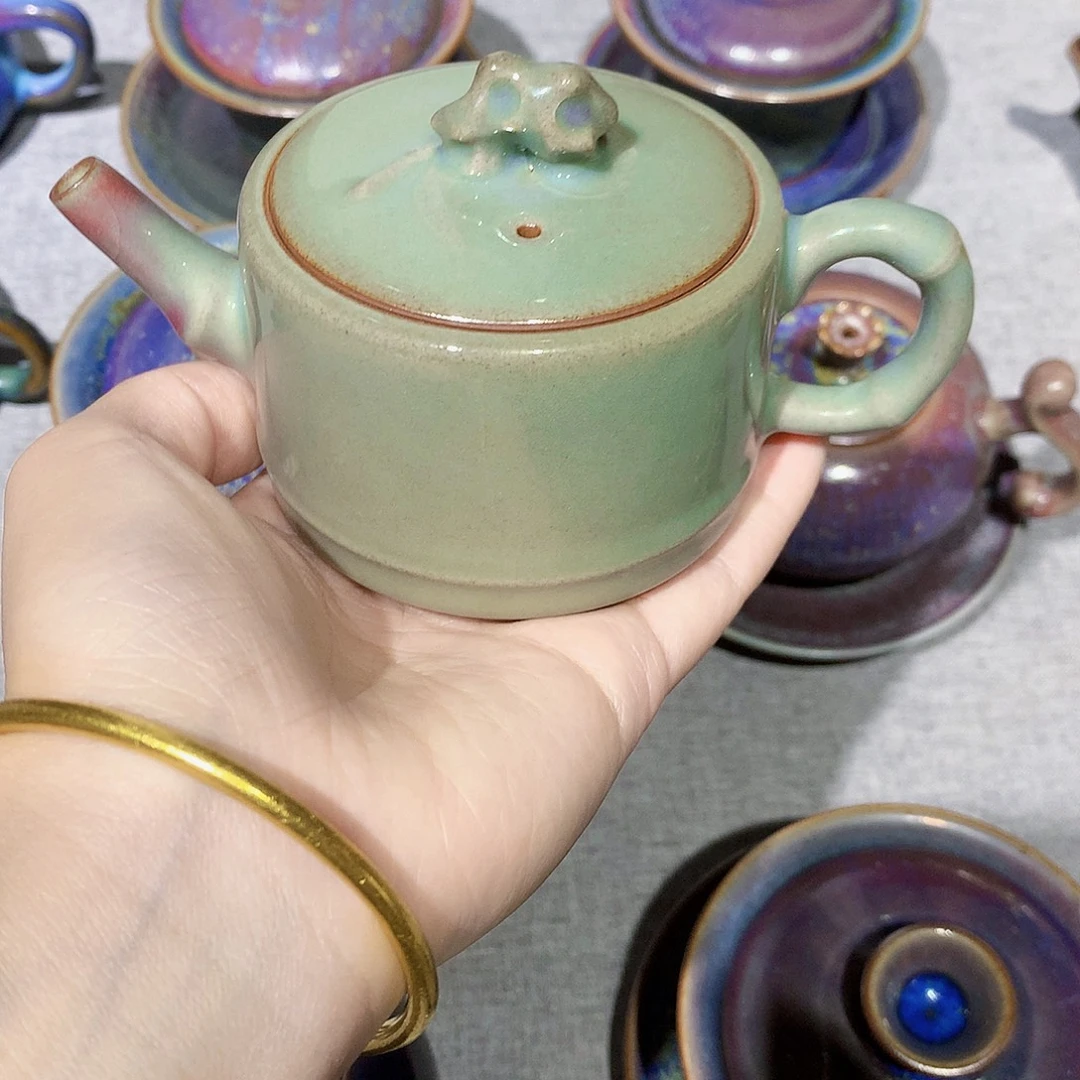 壶钧窑 青釉 竹节壶 董智博作品