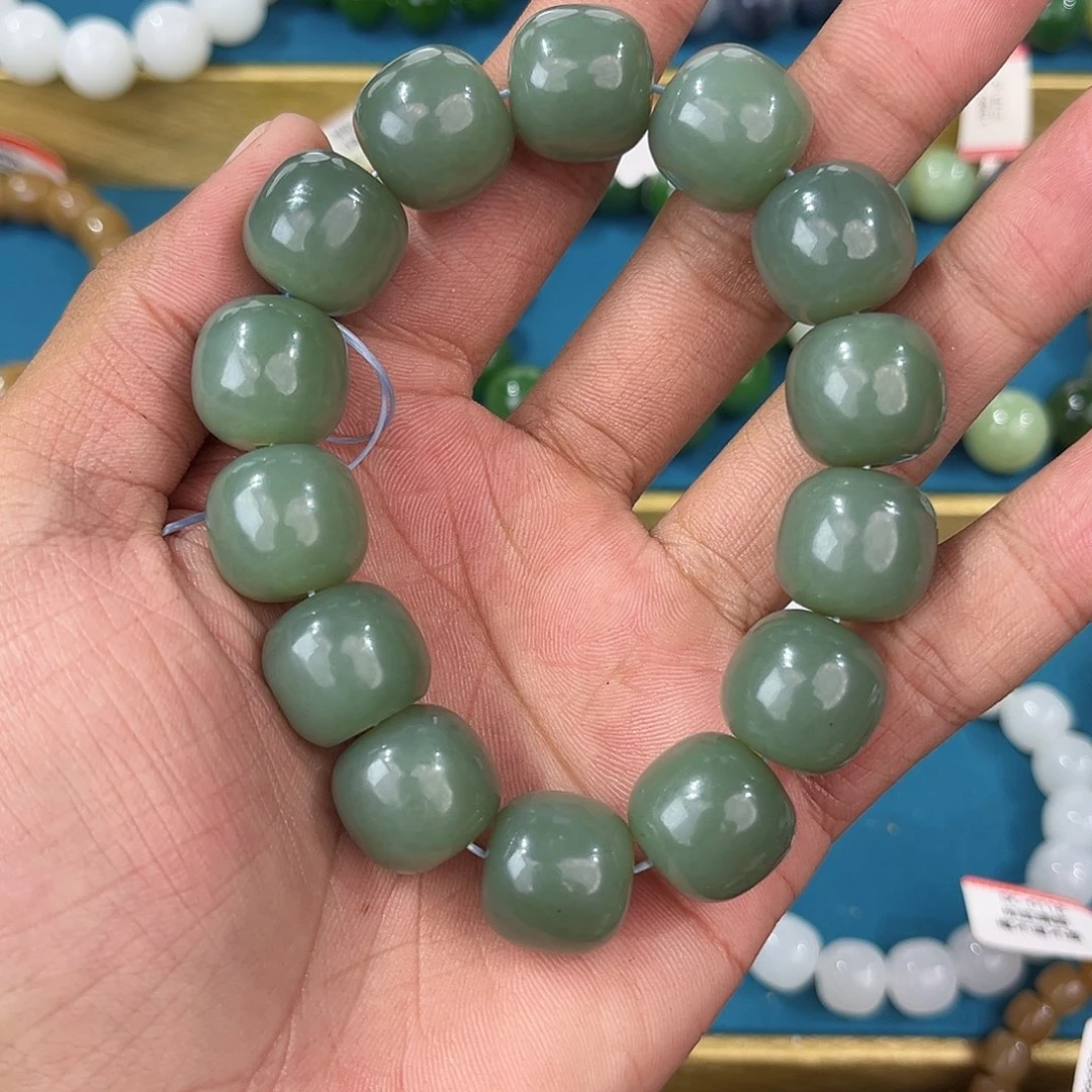 手串未镶嵌和田玉纯天然新疆和田玉且末蓝瓷蓝16老型