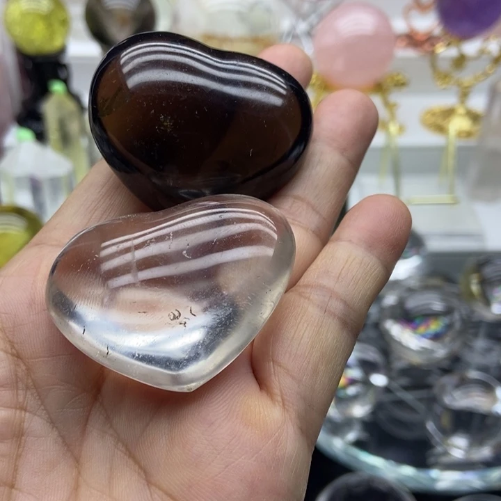 未镶嵌水晶摆件白和茶爱心