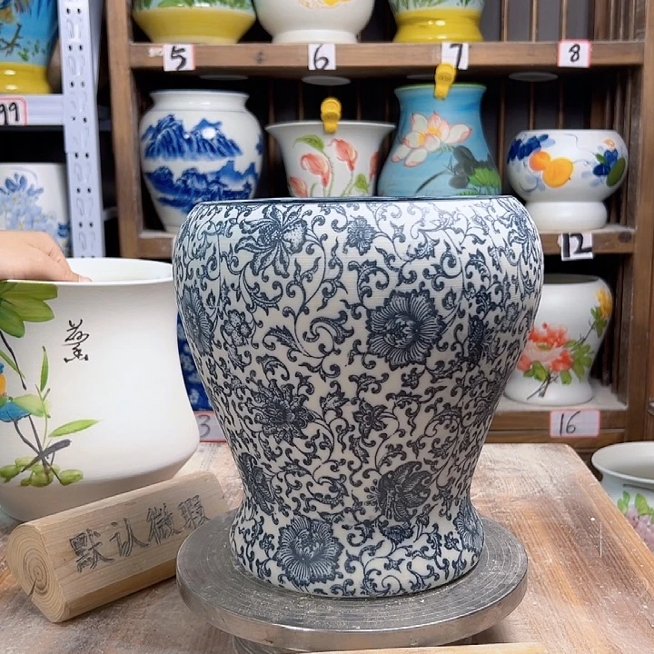 陶鱼尾复古青花新款陶瓷陶瓷