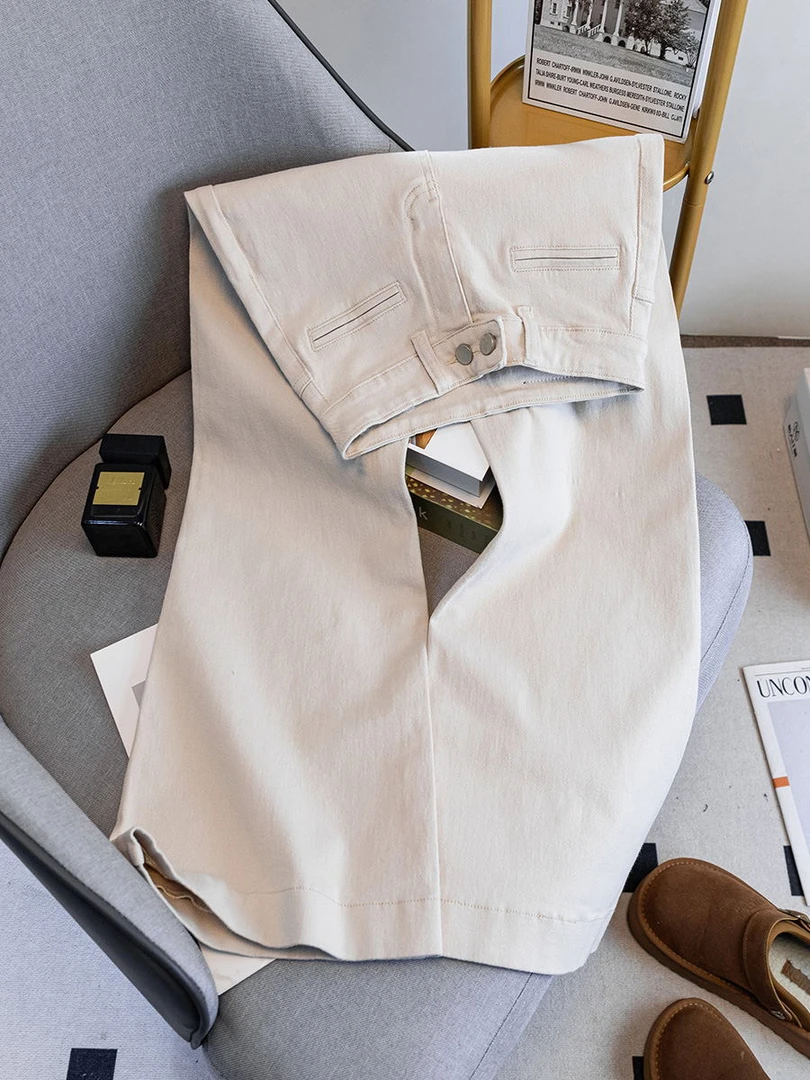 084不贴腿直筒微喇裤女夏季2025新款爆款牛仔裤高腰显瘦喇叭裤子