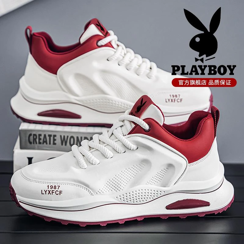 花花公子新款男鞋春季2025新款厚底增高百搭老爹鞋小白休闲运动鞋