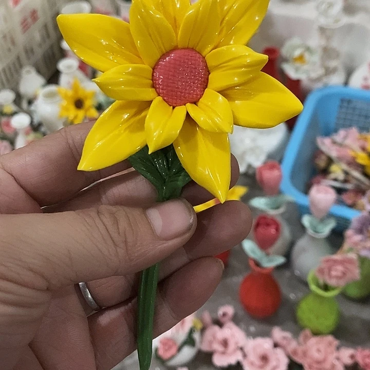 瓷片纯手工陶瓷花摆件瑕