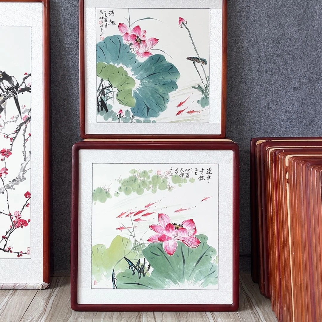 国画书画作品带框63×63