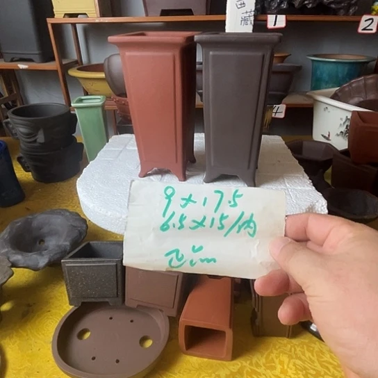 宜兴紫砂花盆签筒