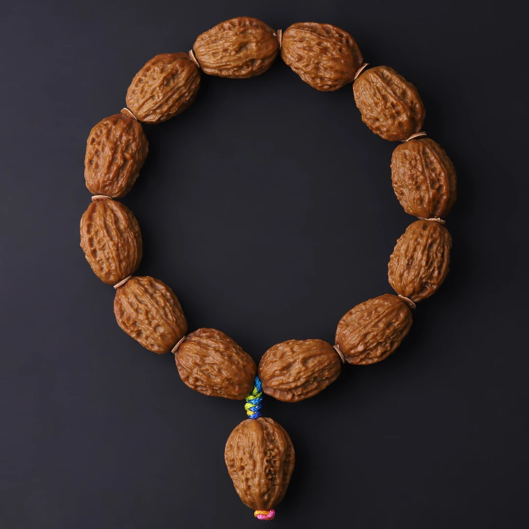 251180【细纹枣桩楸核桃】微打底纯野文玩楸核桃单圈手串