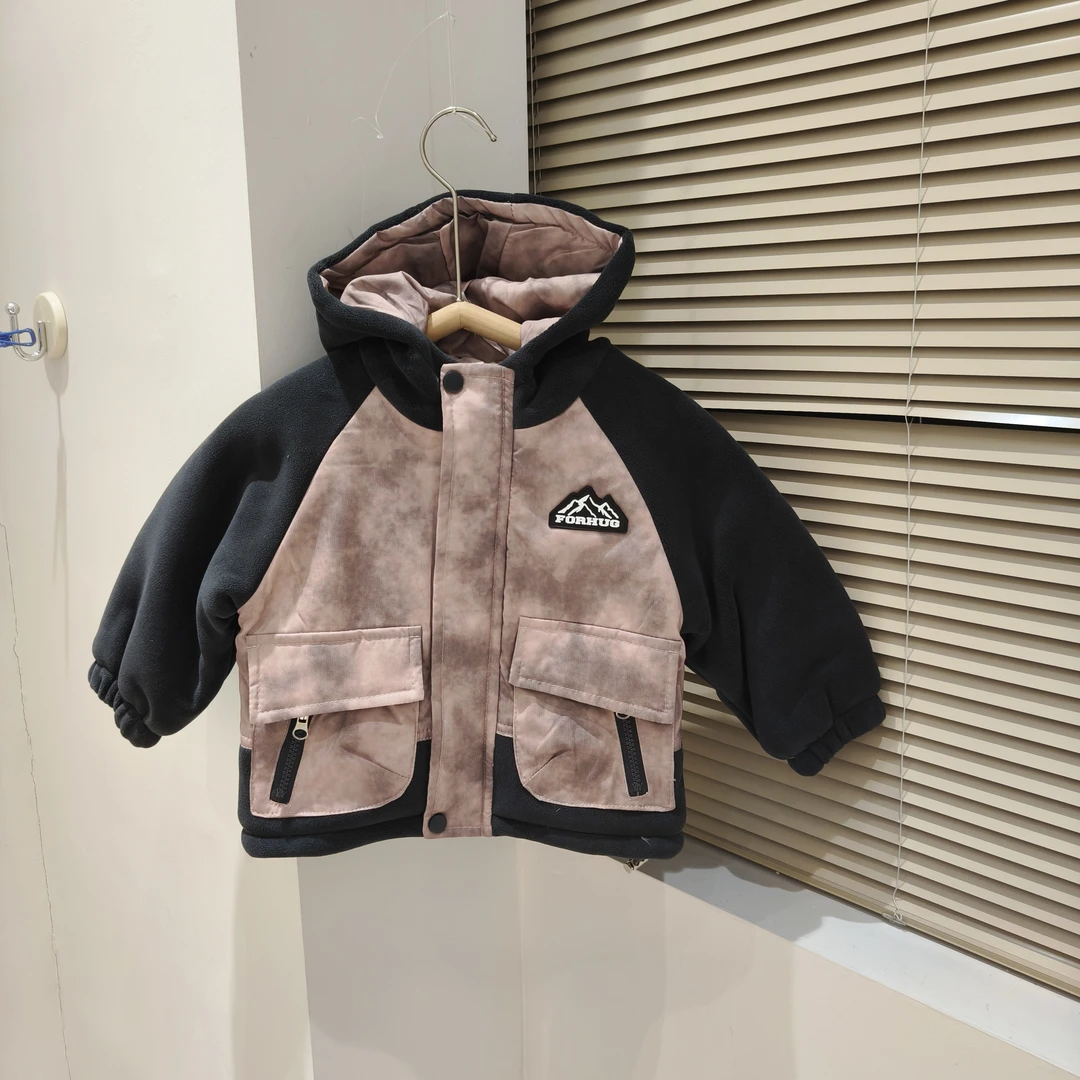 W703 女童儿童秋冬加绒加厚棉衣棉服冲锋衣外套防寒保暖上衣大衣
