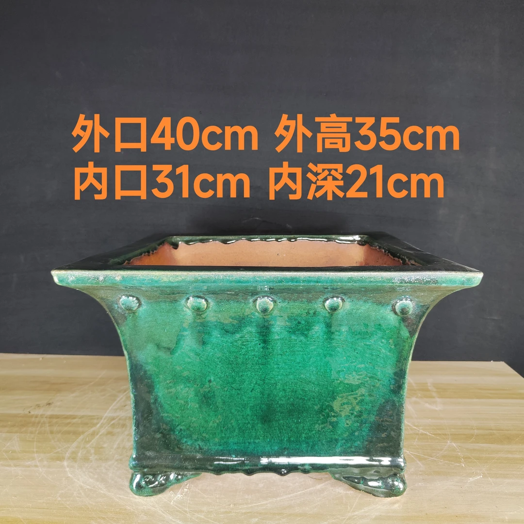 纯手工粗陶泥正方石湾花盆
