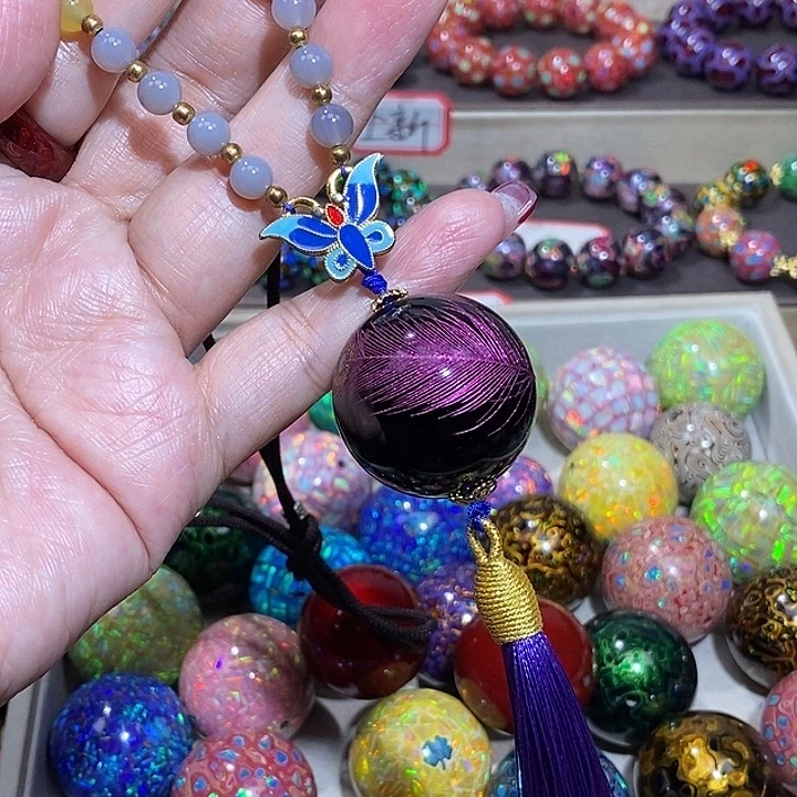 大漆珠3. 0炝金工艺羽毛