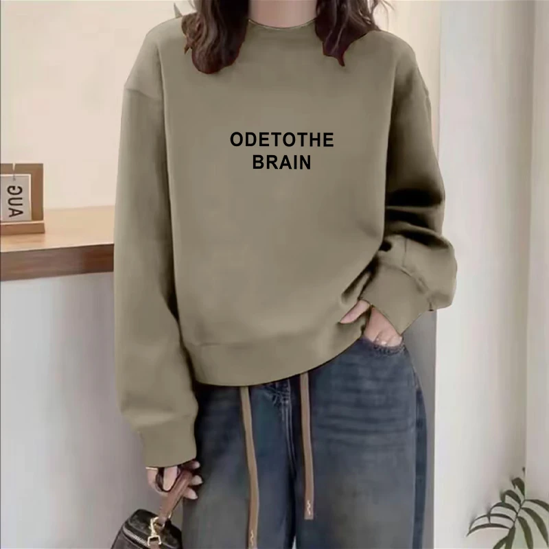 多巴胺圆领套头打底衫加绒加厚卫衣女2025春秋季新款宽松韩版外套