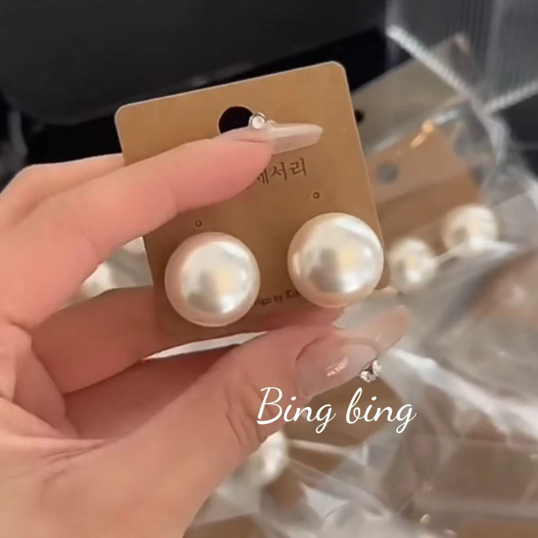 铜合金树脂耳饰 【高端珠】优雅女人味16mm百搭显脸小馒头珠 A38