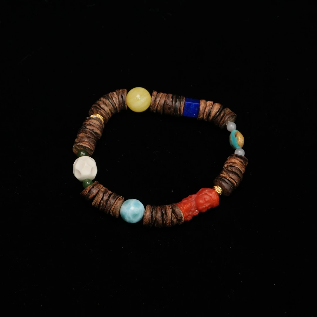 4589 缅甸密支那沉香99沉Diy钱耳子手链 9.06g