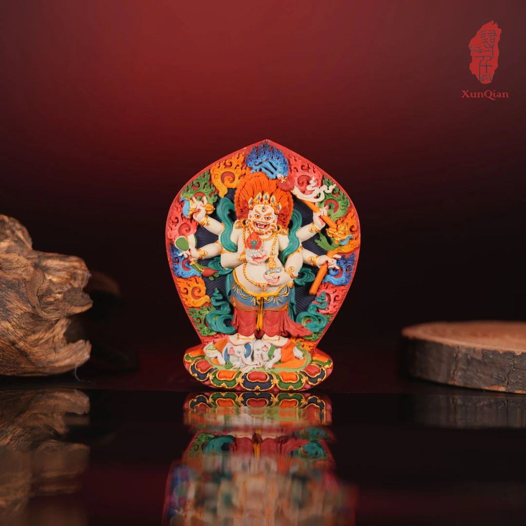 【白六臂】玛哈嘎拉大擦擦龛供摆件立体唐卡西藏画师拉萨直发