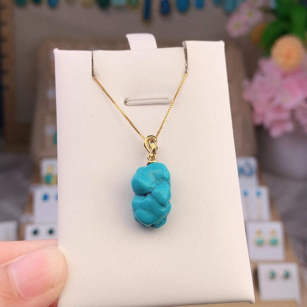 绿松石18K金镶嵌颈饰