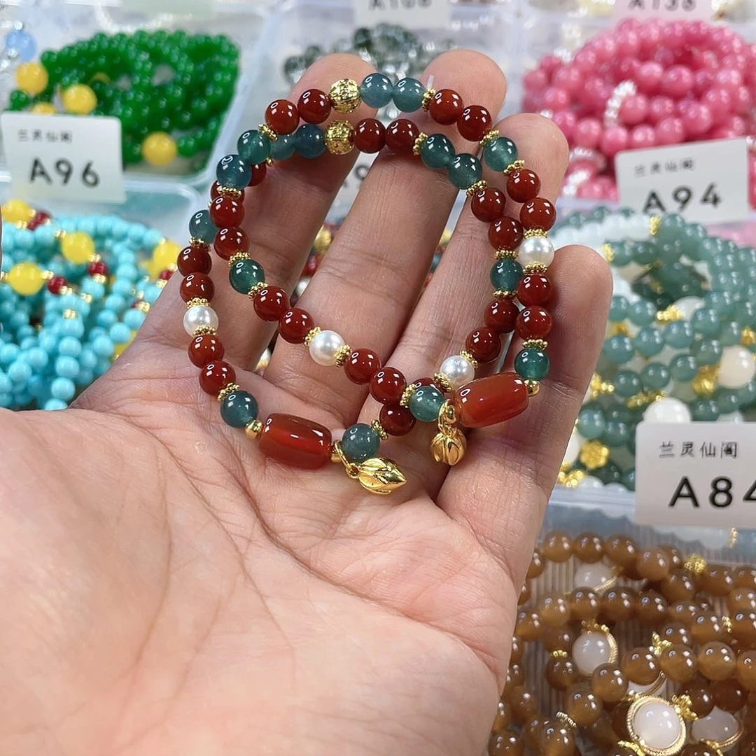 檀香木手串银S925镀金镶嵌