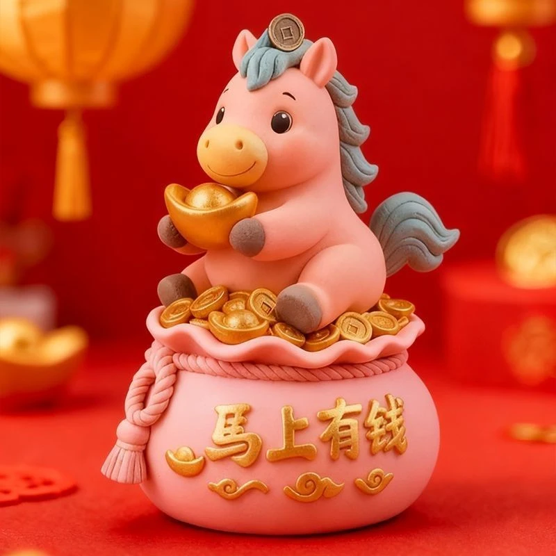 马年马上有钱香薰石膏娃娃3D立体涂色彩绘diy儿童玩具桌面摆件