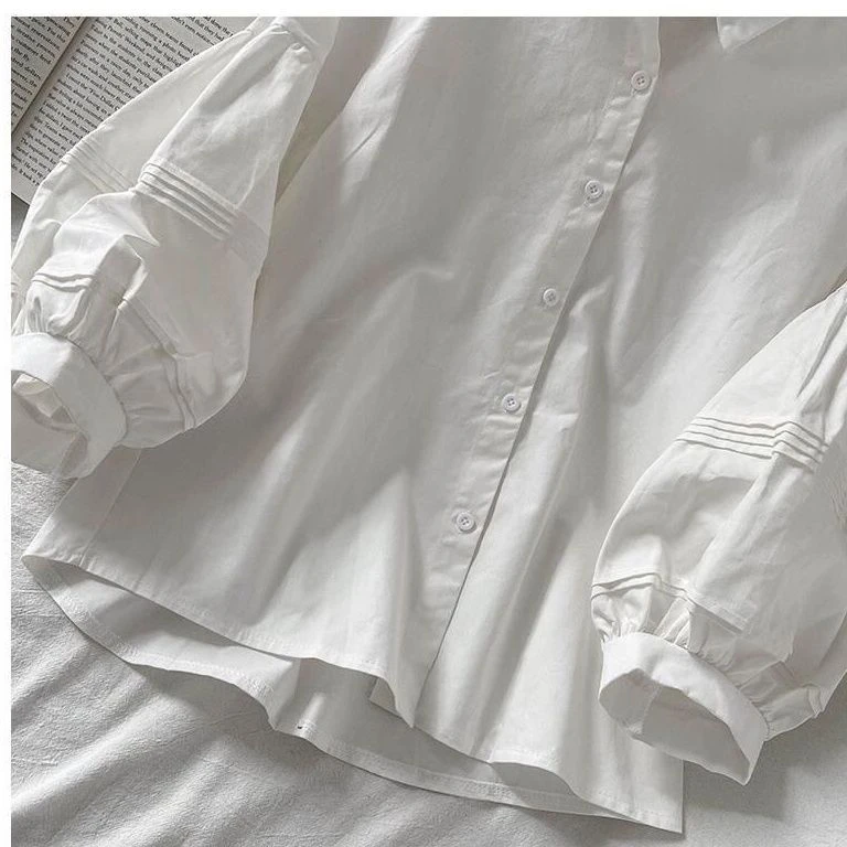 春秋女装2025年新款泡泡袖衬衫女冬设计感小众早秋衬衣小个子上衣