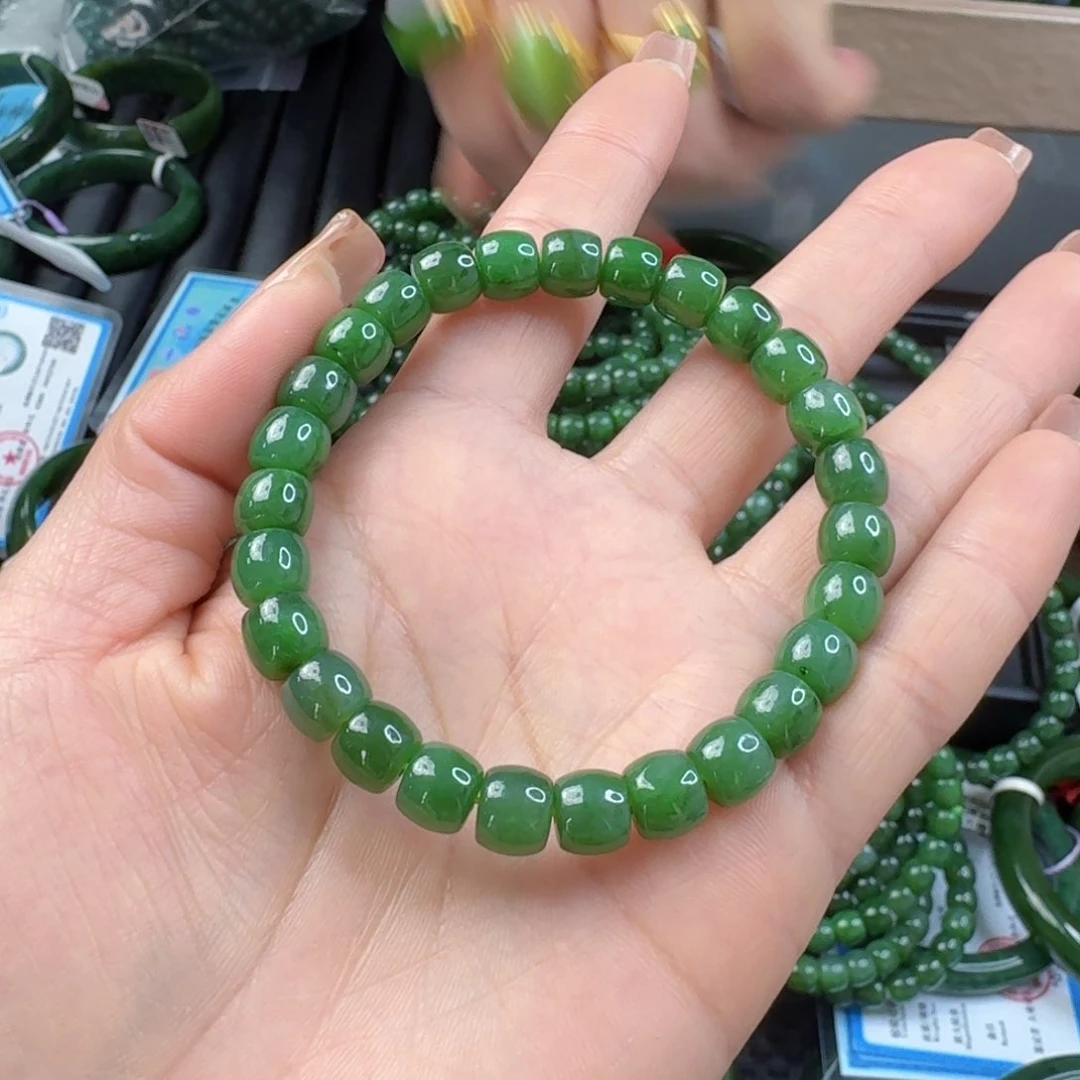 和田玉（碧玉）手链未镶嵌卡8