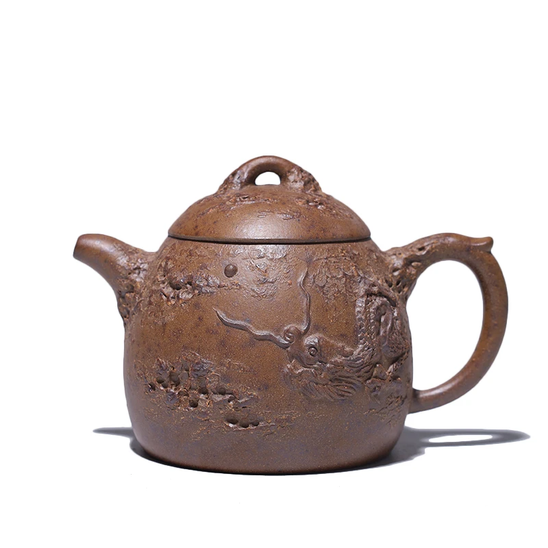 大吉羊柴烧 宜兴紫砂壶茶壶 原矿本山绿泥游龙秦权150ml徐顺伟