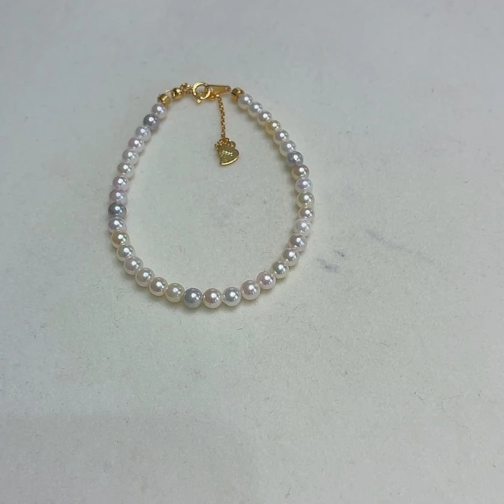 银S925镶嵌手链海水珍珠4-5糖果