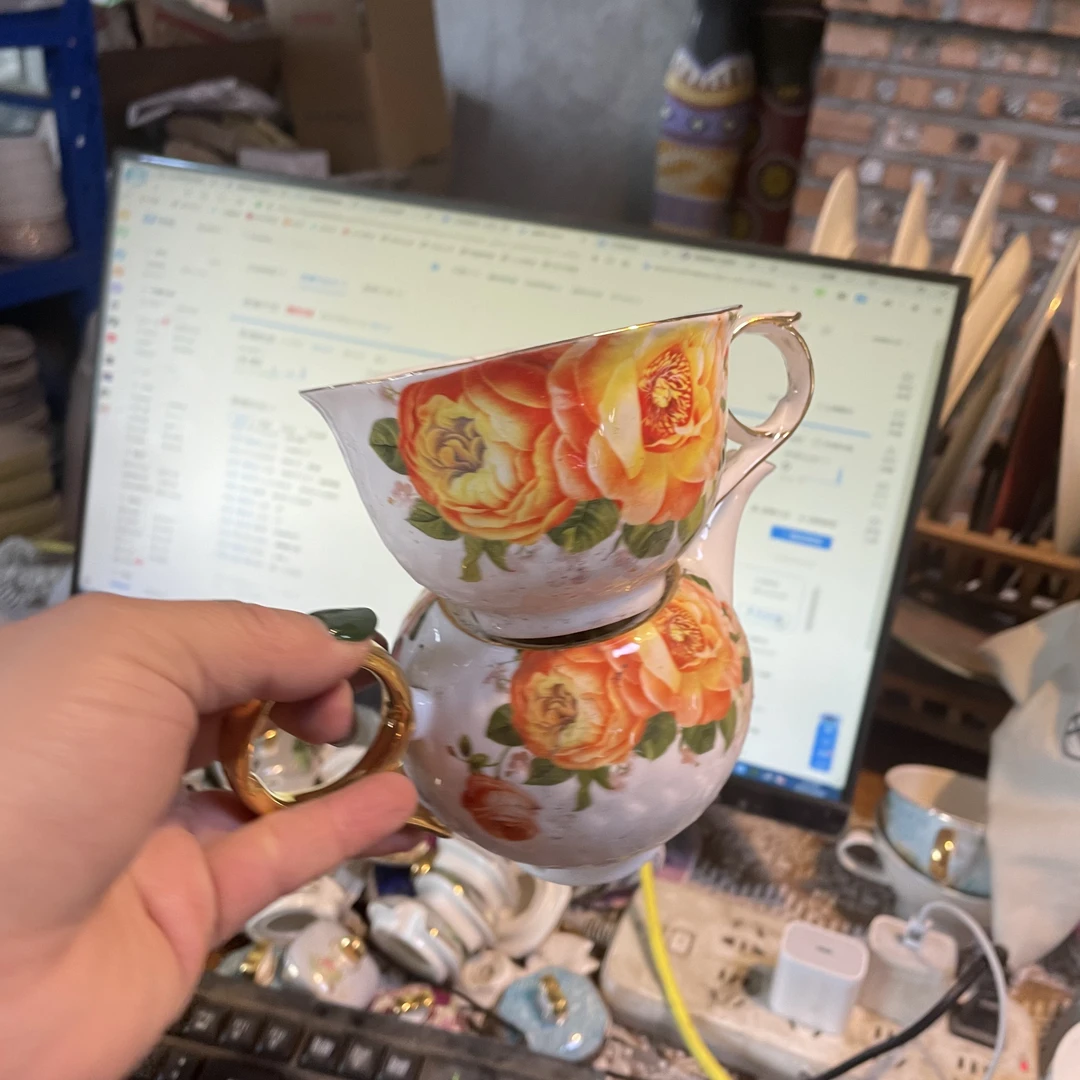外贸尾单陶瓷餐具两件套瑕疵款