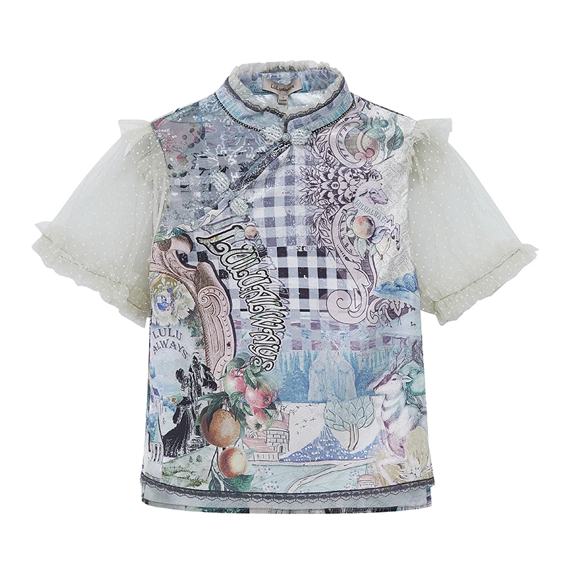 【高高甄选】LULUALWAYS网纱印花浪漫T恤